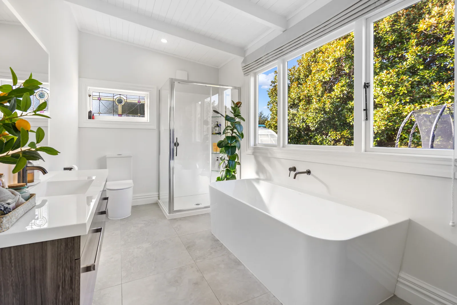 Finished bathroom in the room that was previously the laundry