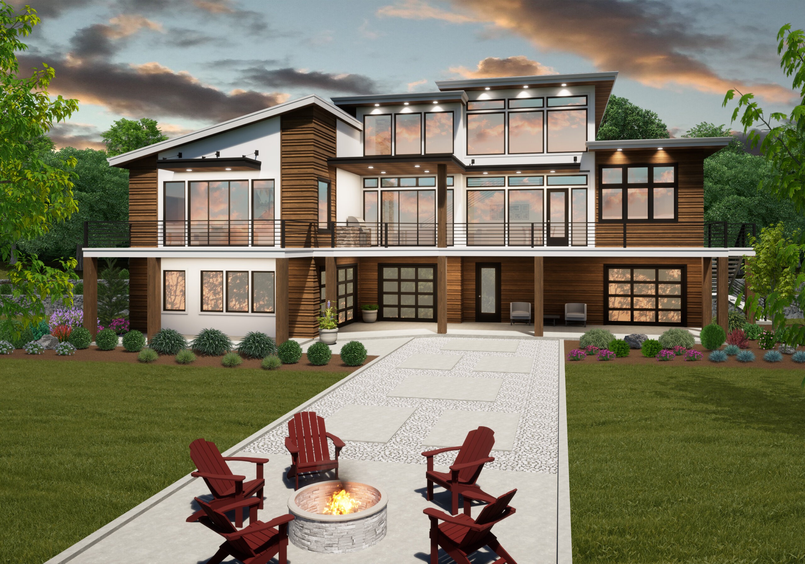 Modern multi-generational home design with connected living spaces